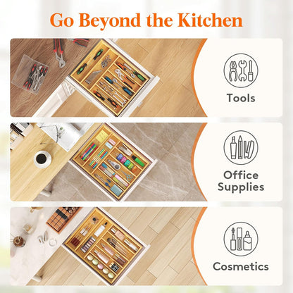 Bamboo Silverware Tray for Drawer, 6.7 x 12
