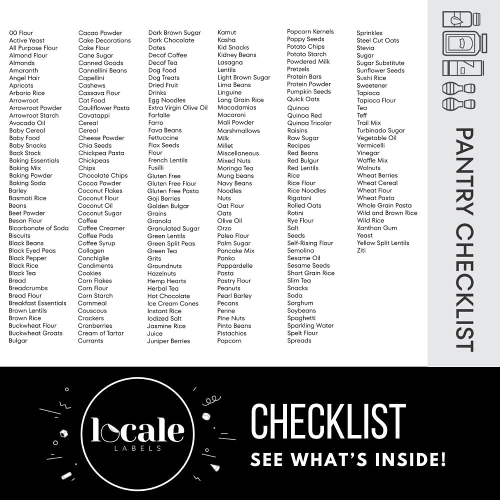 372 Pantry Labels for Global Food Items Including 120 Best by Labels for Food Containers, Jars, Storage, Pantry Organization- Global Pantry Collection (White, Square)