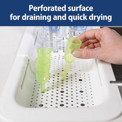 Sink Caddy for Baby Bottles and Parts with Two Brush Holders, Over The Sink Kitchen Storage, Drying Rack, and Organizer, BPA-Free