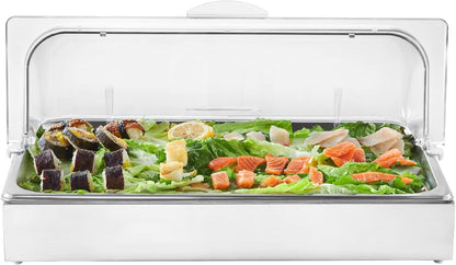Chilled Condiment Server Caddy, 5 Compartment Ice Cooled Serving Container, Plastic Fruit Garnish Tray Platter with Lid, for Taco Salad Bar Accessories, Party Home Restaurant Supplies