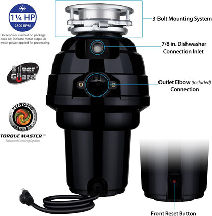 Garbage Disposal, Anti-Jam, Continuous Feed, 1/2 HP Economy
