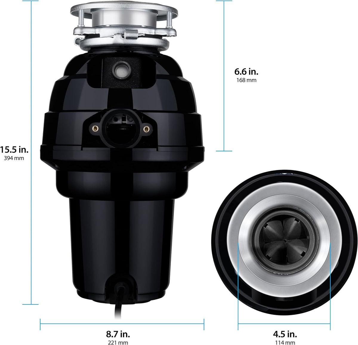 Garbage Disposal, Anti-Jam, Continuous Feed, 1/2 HP Economy