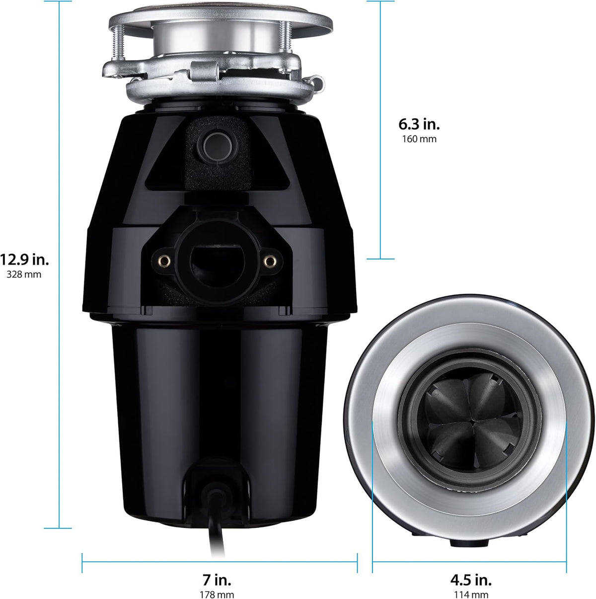 Garbage Disposal, Anti-Jam, Continuous Feed, 1/2 HP Economy