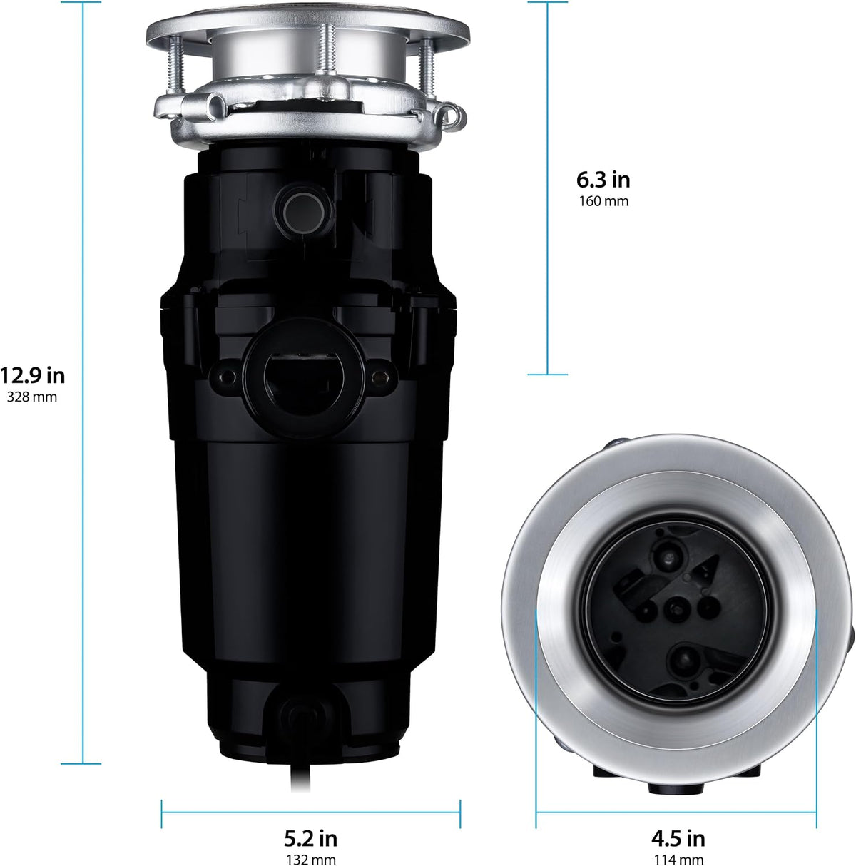 Garbage Disposal, Anti-Jam, Continuous Feed, 1/2 HP Economy