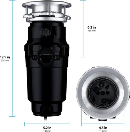 Garbage Disposal, Anti-Jam, Continuous Feed, 1/2 HP Economy