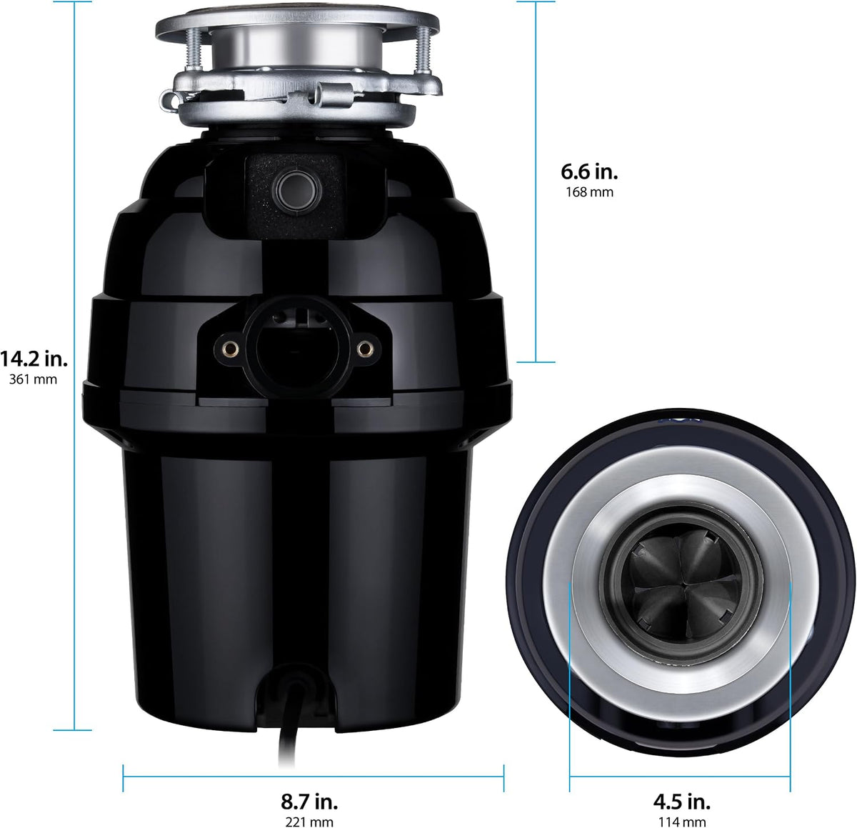 Garbage Disposal, Anti-Jam, Continuous Feed, 1/2 HP Economy