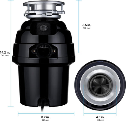 Garbage Disposal, Anti-Jam, Continuous Feed, 1/2 HP Economy