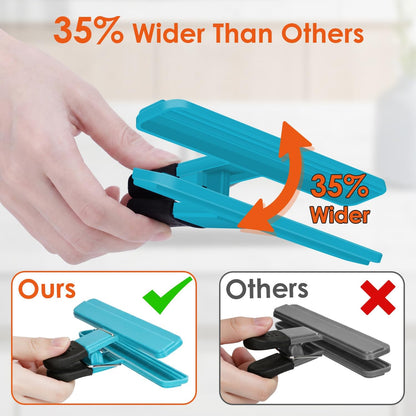 Chip Clips, Food Clips, Upgrade Wide Open Bag Clips for Food Storage with Air Tight Seal Grip (4 x L, 4 x S)