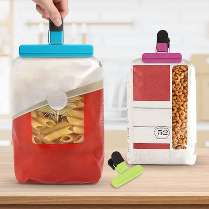 Chip Clips, Food Clips, Upgrade Wide Open Bag Clips for Food Storage with Air Tight Seal Grip (4 x L, 4 x S)