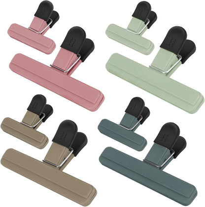Chip Clips, Food Clips, Upgrade Wide Open Bag Clips for Food Storage with Air Tight Seal Grip (4 x L, 4 x S)