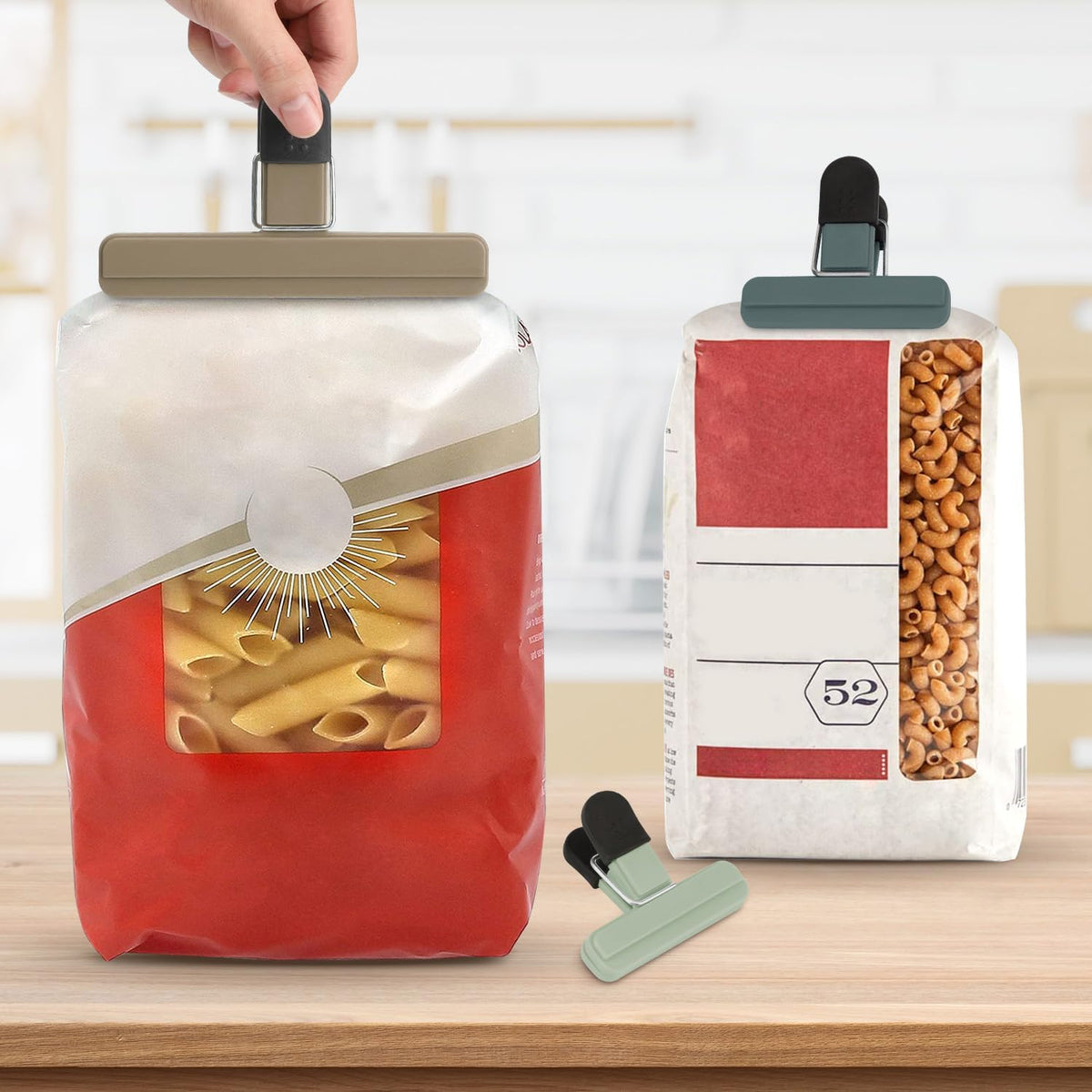 Chip Clips, Food Clips, Upgrade Wide Open Bag Clips for Food Storage with Air Tight Seal Grip (4 x L, 4 x S)