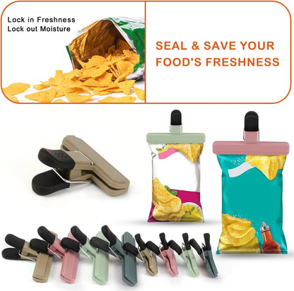 Chip Clips, Food Clips, Upgrade Wide Open Bag Clips for Food Storage with Air Tight Seal Grip (4 x L, 4 x S)