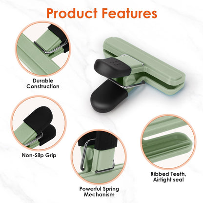 Chip Clips, Food Clips, Upgrade Wide Open Bag Clips for Food Storage with Air Tight Seal Grip (4 x L, 4 x S)