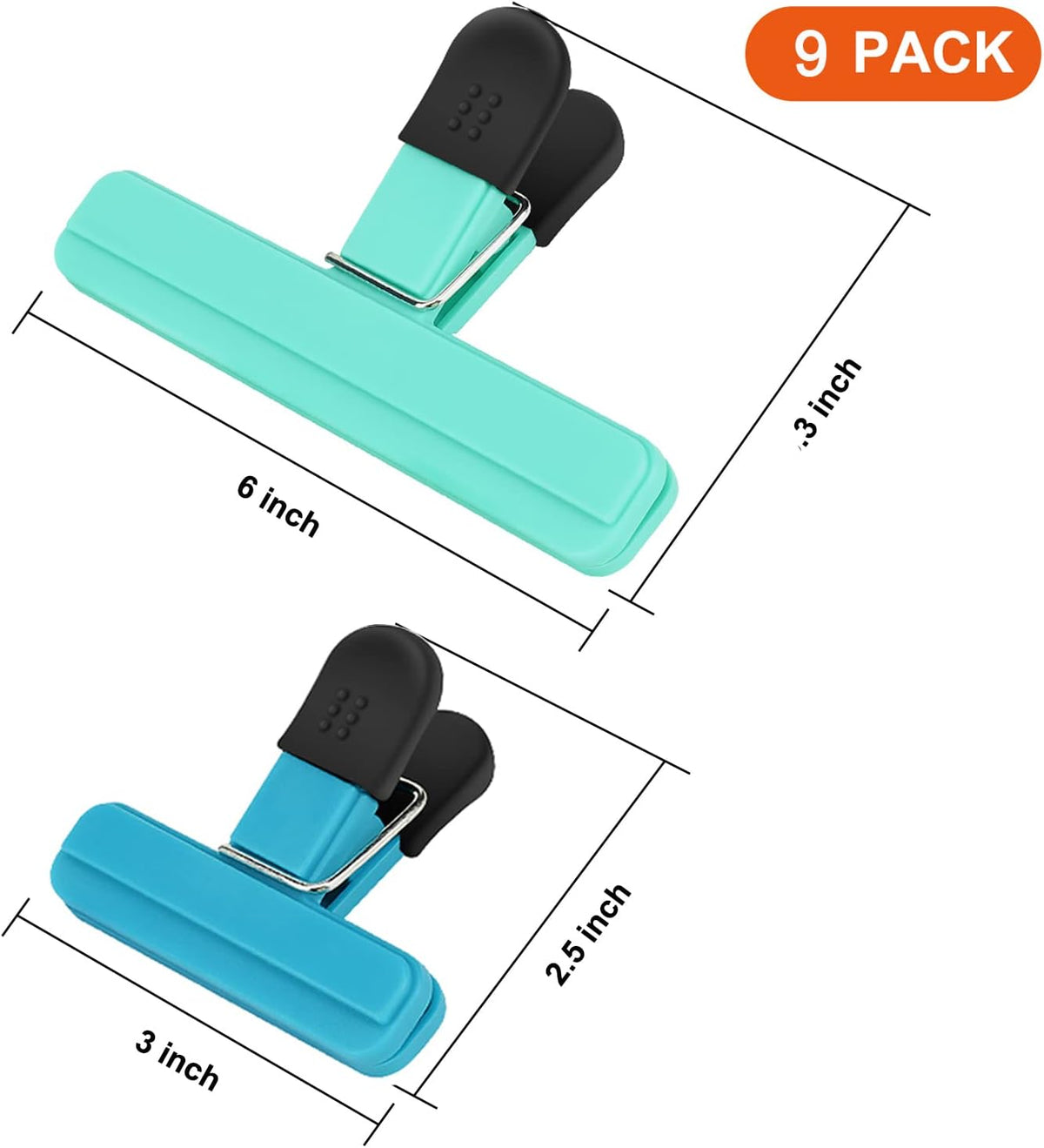 Chip Clips, Food Clips, Upgrade Wide Open Bag Clips for Food Storage with Air Tight Seal Grip (4 x L, 4 x S)