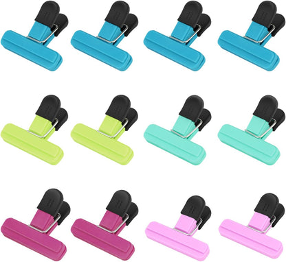 Chip Clips, Food Clips, Upgrade Wide Open Bag Clips for Food Storage with Air Tight Seal Grip (4 x L, 4 x S)