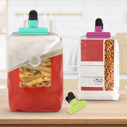 Chip Clips, Food Clips, Upgrade Wide Open Bag Clips for Food Storage with Air Tight Seal Grip (4 x L, 4 x S)