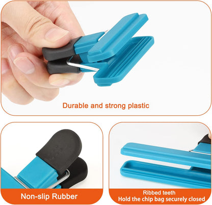Chip Clips, Food Clips, Upgrade Wide Open Bag Clips for Food Storage with Air Tight Seal Grip (4 x L, 4 x S)