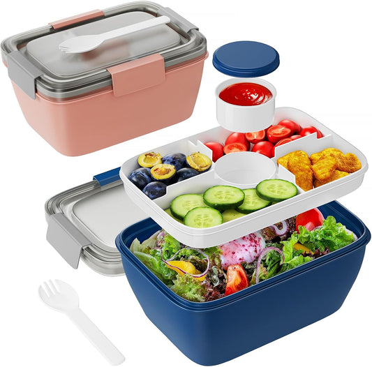 Large Salad Container for Lunch, 2 Packs 68oz Salad Bowls to go for lunch