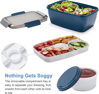 Large Salad Container for Lunch, 2 Packs 68oz Salad Bowls to go for lunch