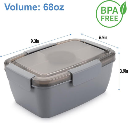 Large Salad Container for Lunch, 2 Packs 68oz Salad Bowls to go for lunch