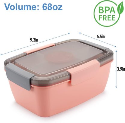 Large Salad Container for Lunch, 2 Packs 68oz Salad Bowls to go for lunch