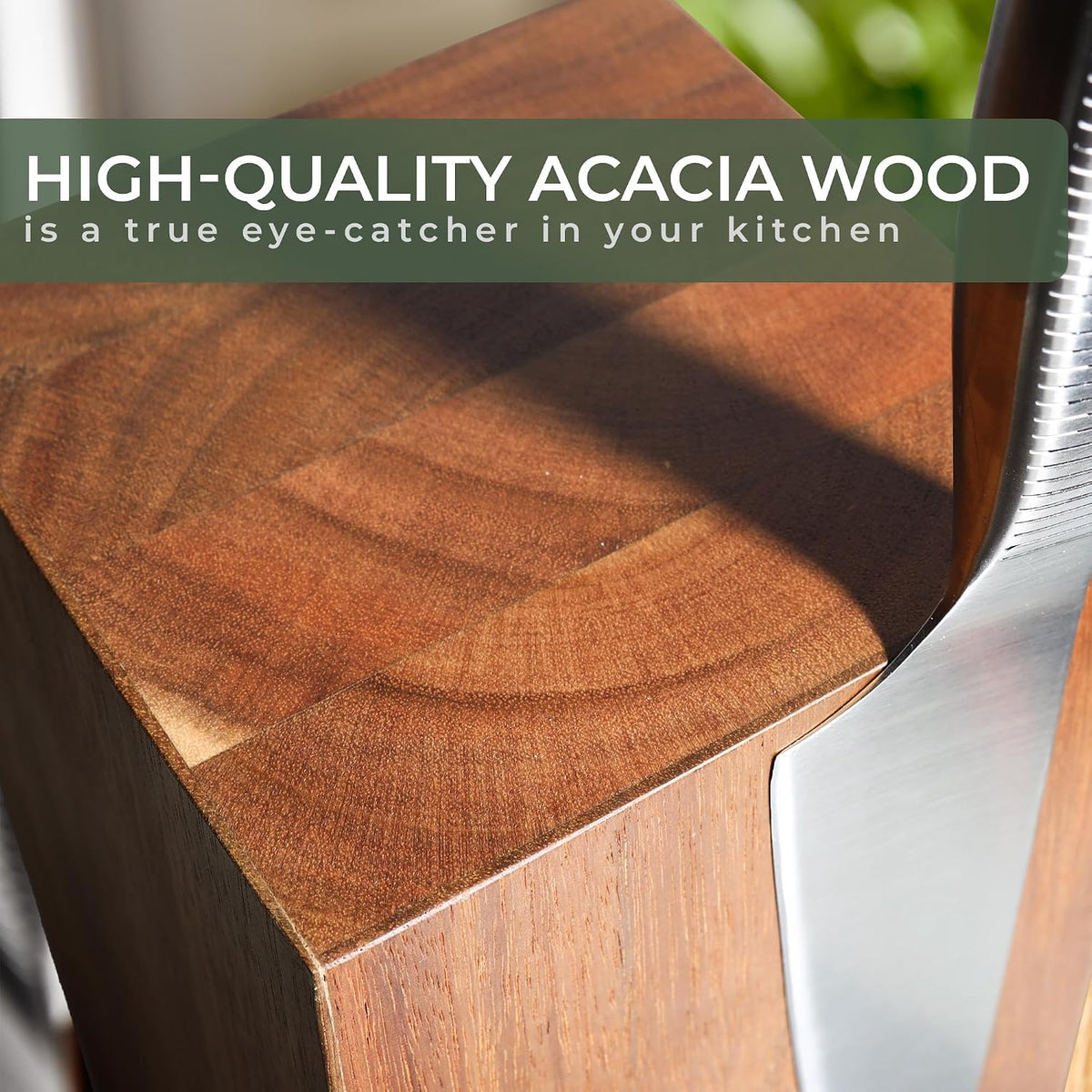 Knife Magnetic Strip (15,7 x 2 in) Mount with Adhesive or Screws - Magnetic Knife Holder for Wall - Magnetic Knife Strip made of Elegant Acacia Wood - Magnetic Knife Holder for Heavy Knifes
