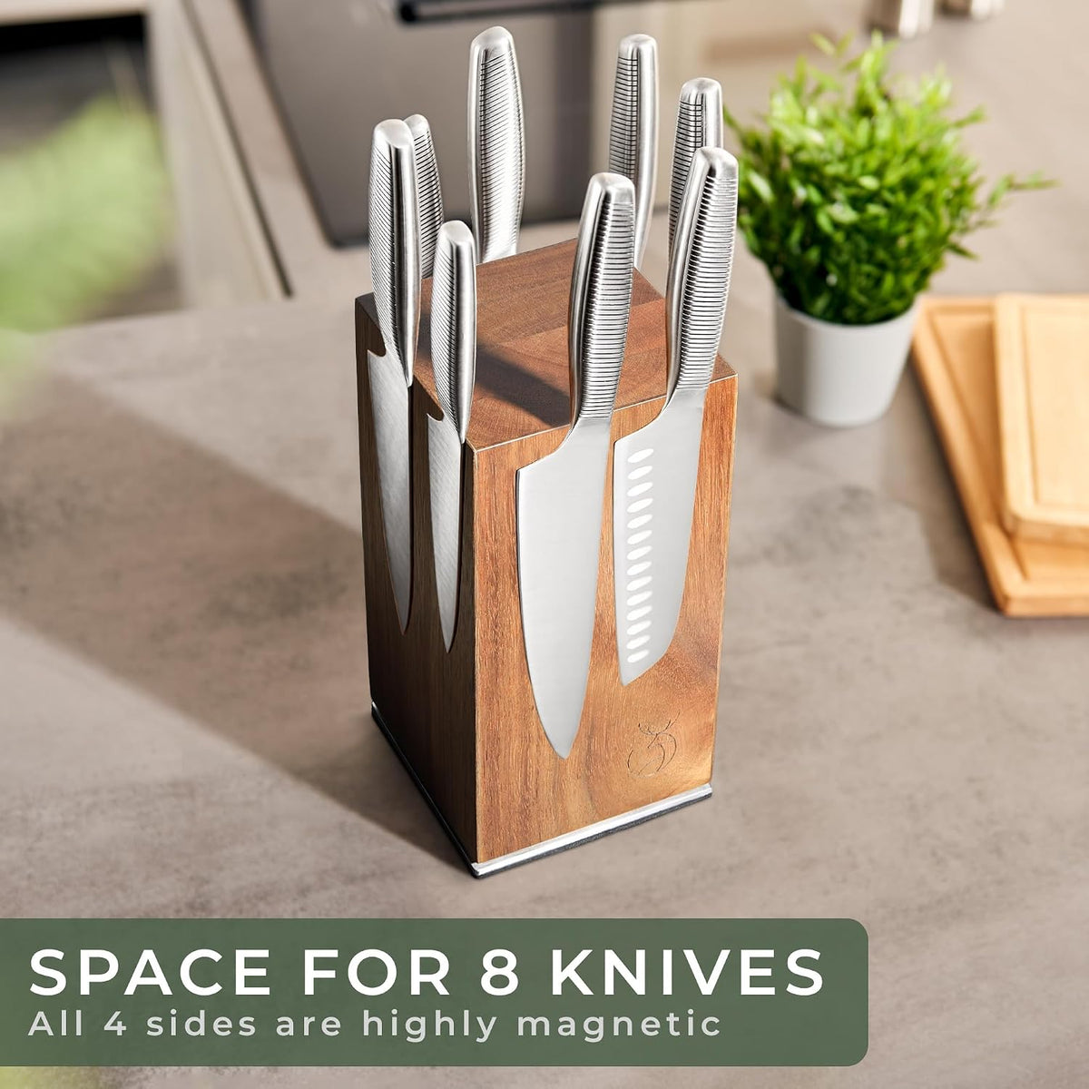 Knife Magnetic Strip (15,7 x 2 in) Mount with Adhesive or Screws - Magnetic Knife Holder for Wall - Magnetic Knife Strip made of Elegant Acacia Wood - Magnetic Knife Holder for Heavy Knifes