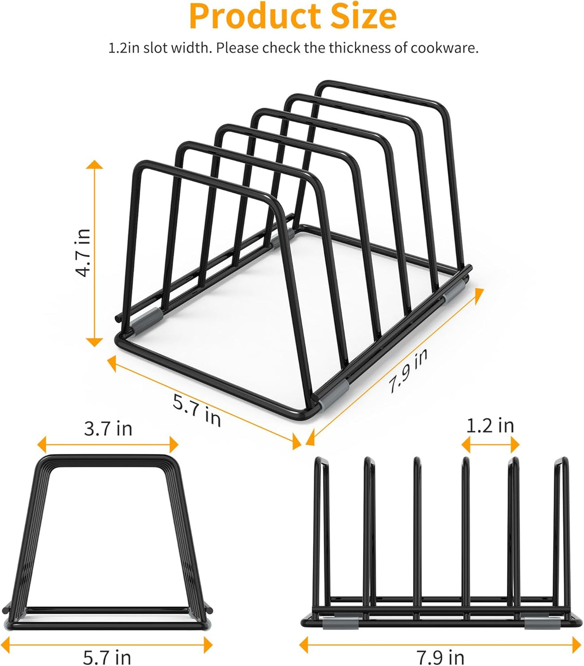 Cutting Board Organizer Kitchen Organizer Rack for Cutting Board, Bakeware, and Cookie Sheet, 5-Slot Heavy-Duty Steel Cookware Holder,Rust-Resistant with Anti-Slip Feet (1, Small)