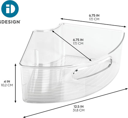 Lazy Susan 1/4 Wedge Bin with Handle for Corner Cabinet, Set of 4, Clear, Made in USA