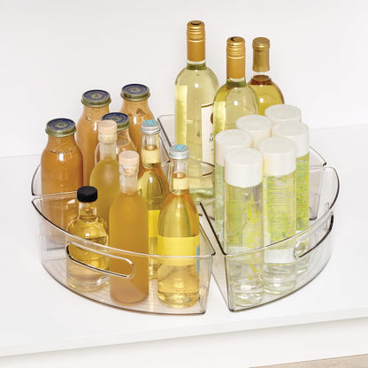 Lazy Susan 1/4 Wedge Bin with Handle for Corner Cabinet, Set of 4, Clear, Made in USA