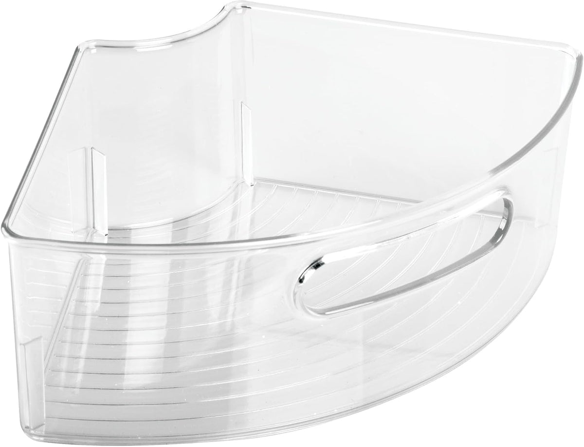Lazy Susan 1/4 Wedge Bin with Handle for Corner Cabinet, Set of 4, Clear, Made in USA