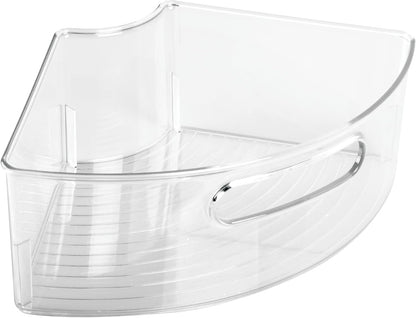 Lazy Susan 1/4 Wedge Bin with Handle for Corner Cabinet, Set of 4, Clear, Made in USA