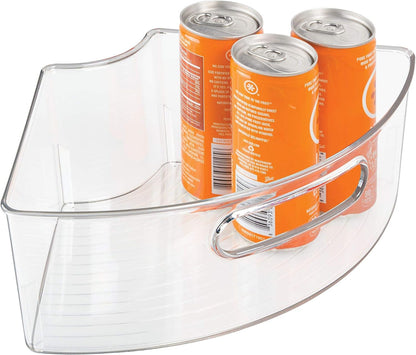 Lazy Susan 1/4 Wedge Bin with Handle for Corner Cabinet, Set of 4, Clear, Made in USA