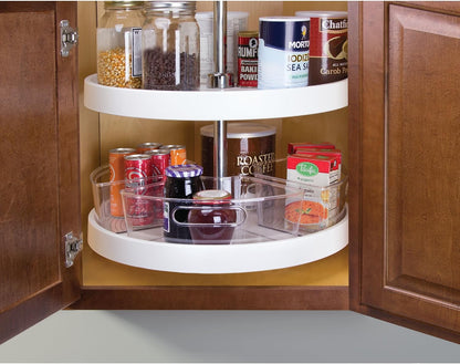 Lazy Susan 1/4 Wedge Bin with Handle for Corner Cabinet, Set of 4, Clear, Made in USA
