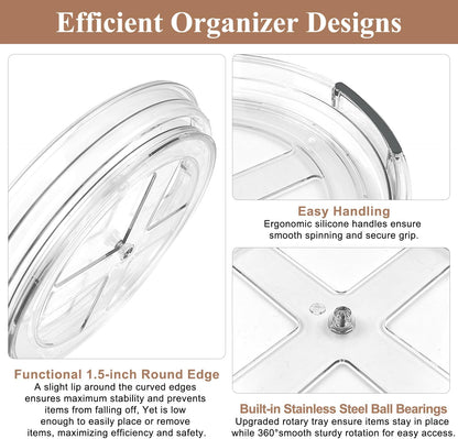 Lazy Susan, 9 Inch Clear Turntable for Kitchen Cabinet