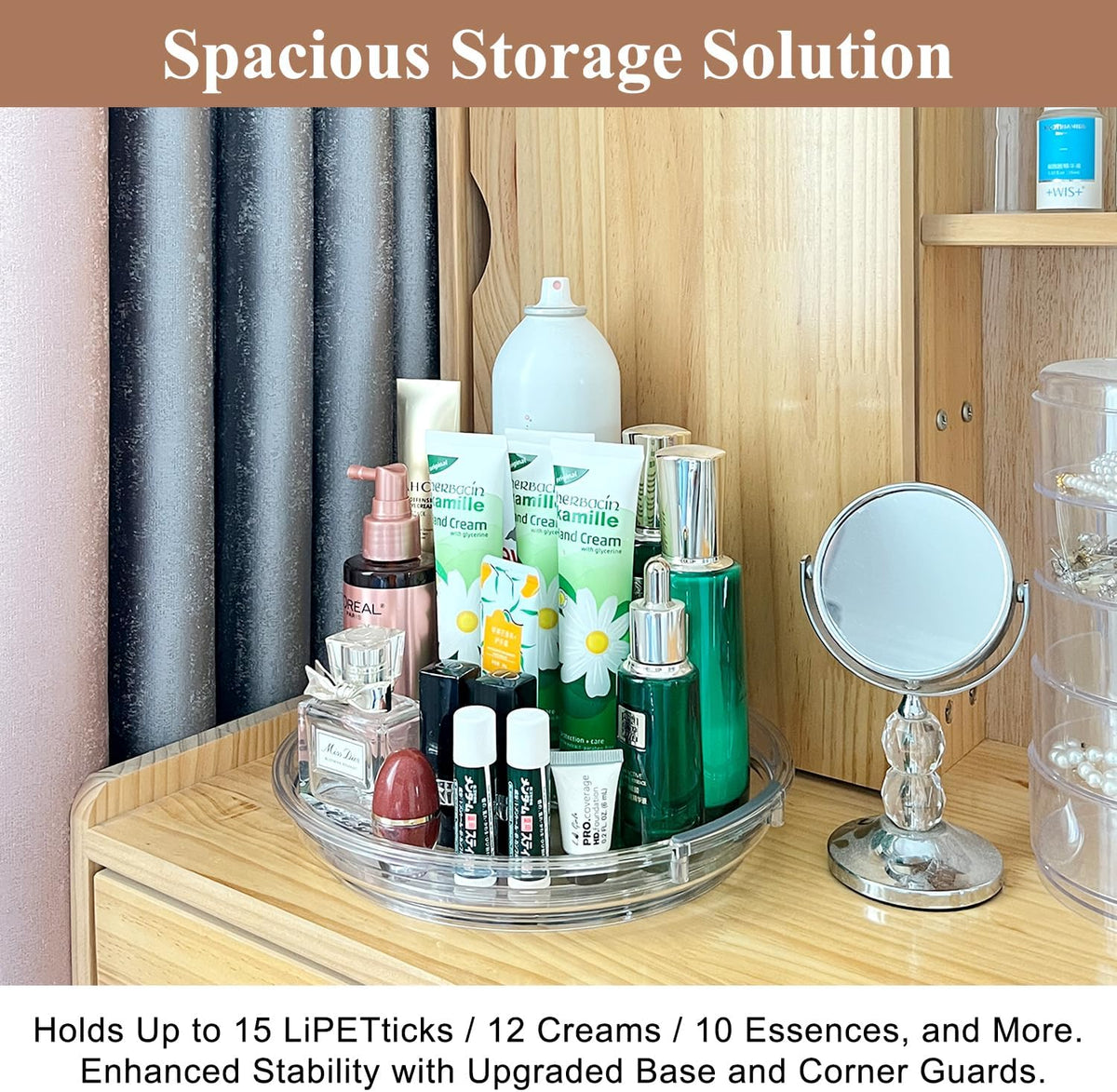 Lazy Susan, 9 Inch Clear Turntable for Kitchen Cabinet