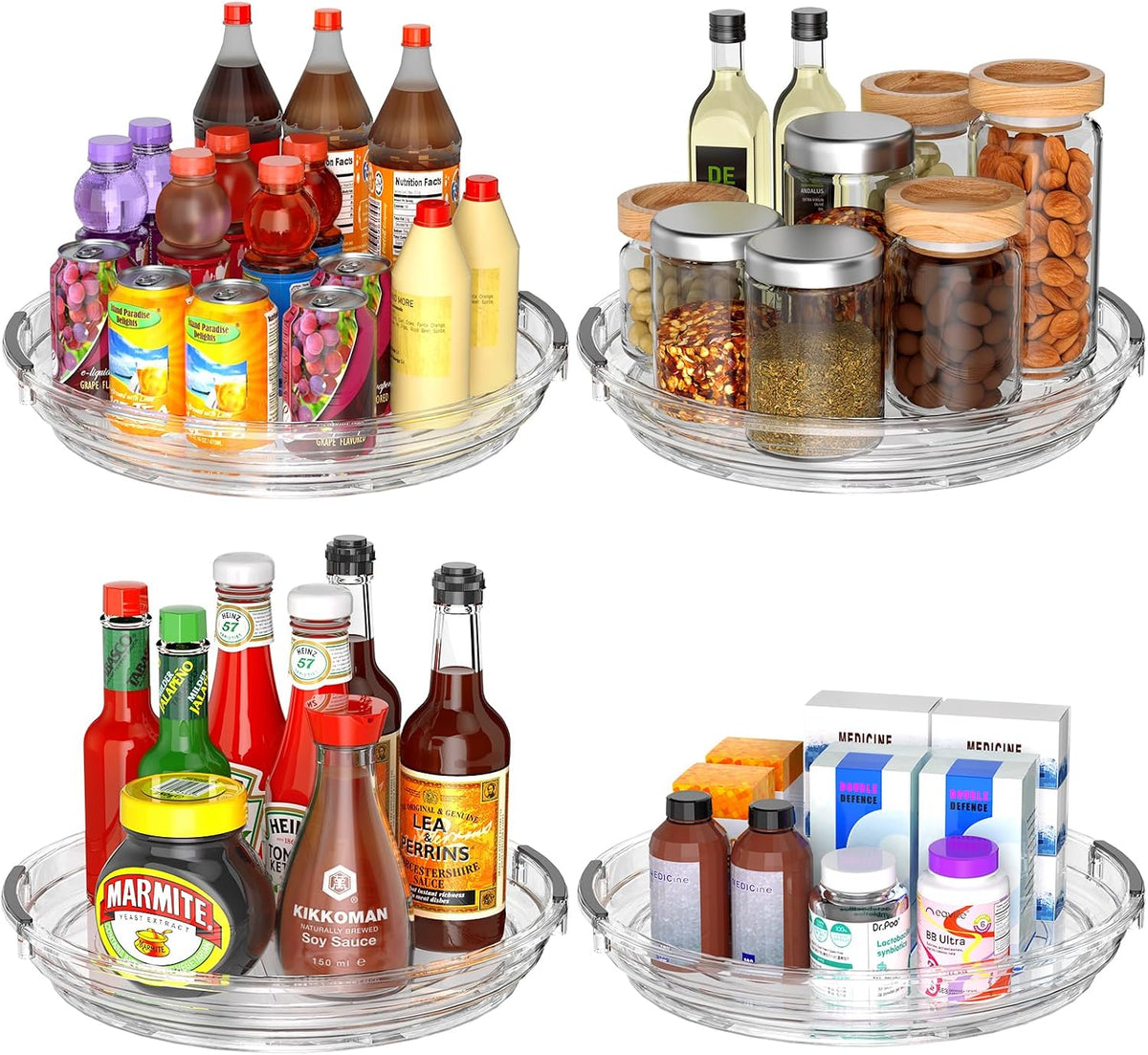Lazy Susan, 9 Inch Clear Turntable for Kitchen Cabinet