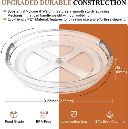 Lazy Susan, 9 Inch Clear Turntable for Kitchen Cabinet