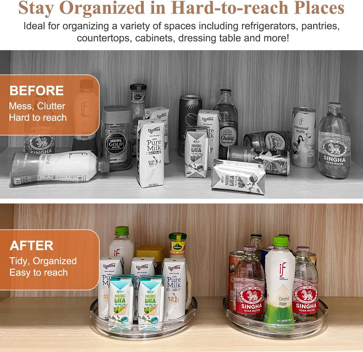 Lazy Susan, 9 Inch Clear Turntable for Kitchen Cabinet