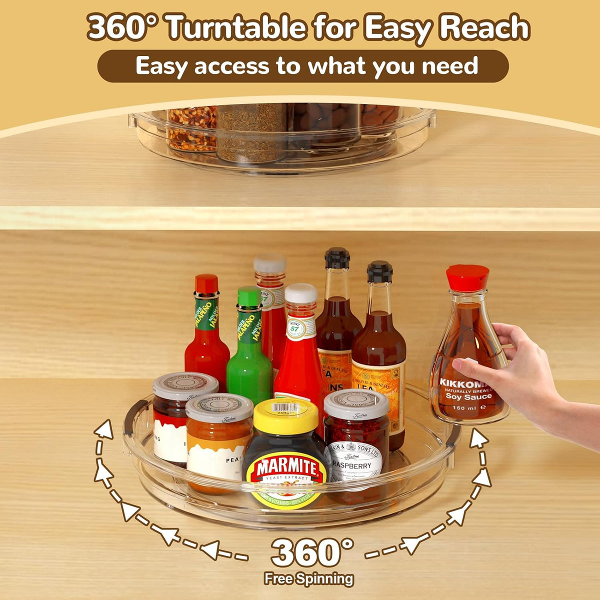 Lazy Susan, 9 Inch Clear Turntable for Kitchen Cabinet