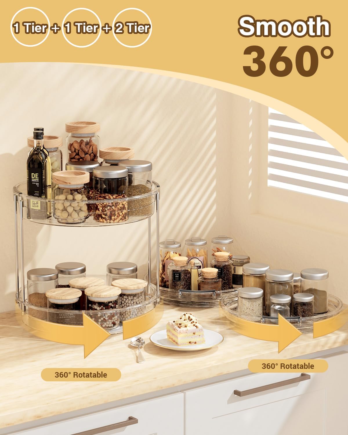 Lazy Susan, 9 Inch Clear Turntable for Kitchen Cabinet