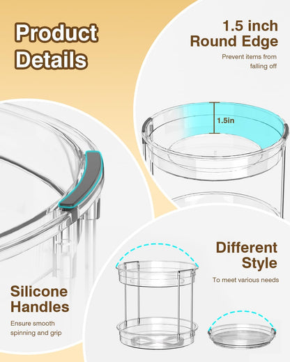 Lazy Susan, 9 Inch Clear Turntable for Kitchen Cabinet