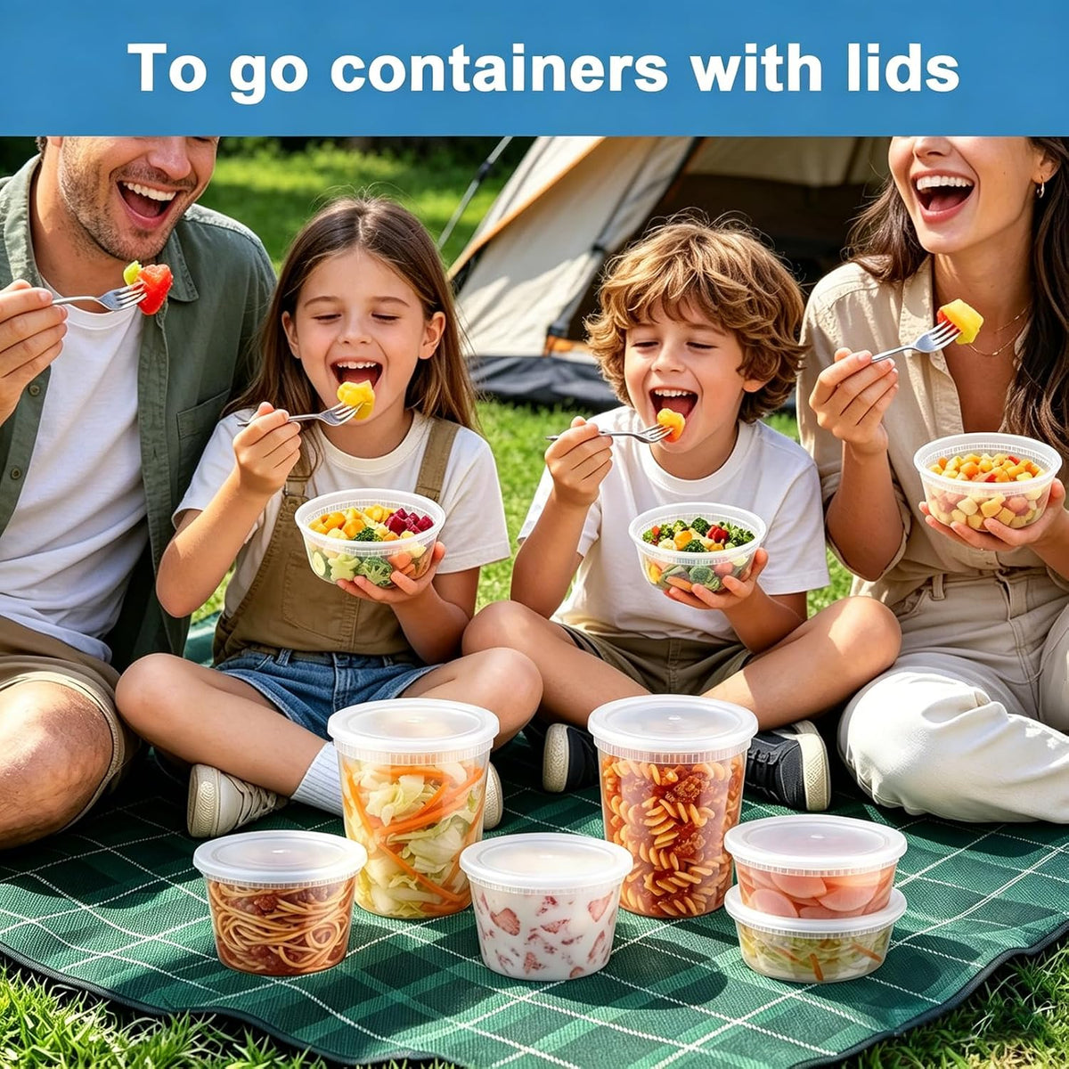 Lamosi 60 Sets Deli Containers With Lids, 8/16/32 oz Quart Containers | BPA Free, Airtight Plastic Food Storage Container, Stackable Leakproof Microwave & Freezer Safe For Soup, Sauce & Leftover