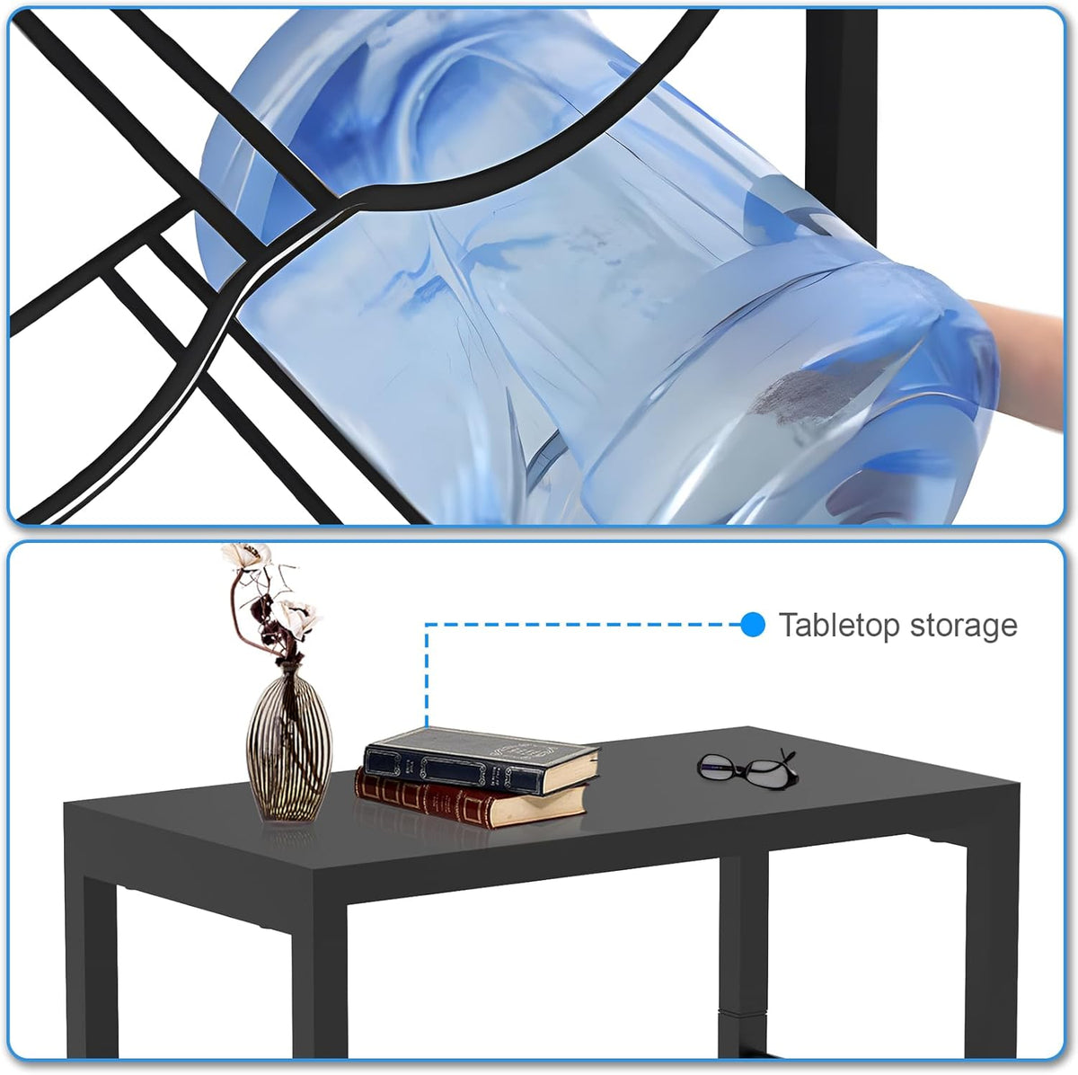 5 Gallon Water Jug Holder for 10 Bottles, 5-Tier Double Row Holds | Detachable, Heavy-Duty, with Reinforcement Frame, for Office, Kitchen, Garages, Restaurant and Gym