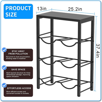 5 Gallon Water Jug Holder for 10 Bottles, 5-Tier Double Row Holds | Detachable, Heavy-Duty, with Reinforcement Frame, for Office, Kitchen, Garages, Restaurant and Gym