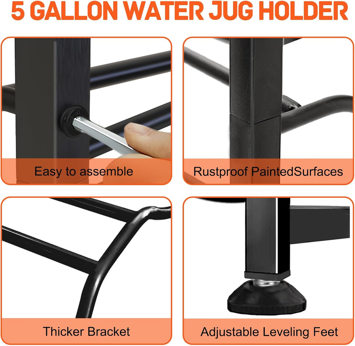 5 Gallon Water Jug Holder for 10 Bottles, 5-Tier Double Row Holds | Detachable, Heavy-Duty, with Reinforcement Frame, for Office, Kitchen, Garages, Restaurant and Gym