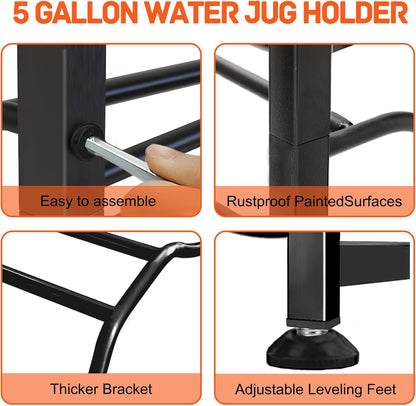 5 Gallon Water Jug Holder for 10 Bottles, 5-Tier Double Row Holds | Detachable, Heavy-Duty, with Reinforcement Frame, for Office, Kitchen, Garages, Restaurant and Gym