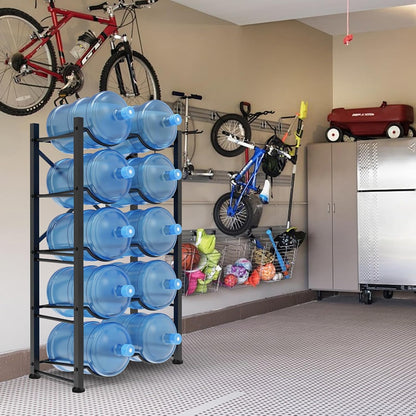 5 Gallon Water Jug Holder for 10 Bottles, 5-Tier Double Row Holds | Detachable, Heavy-Duty, with Reinforcement Frame, for Office, Kitchen, Garages, Restaurant and Gym