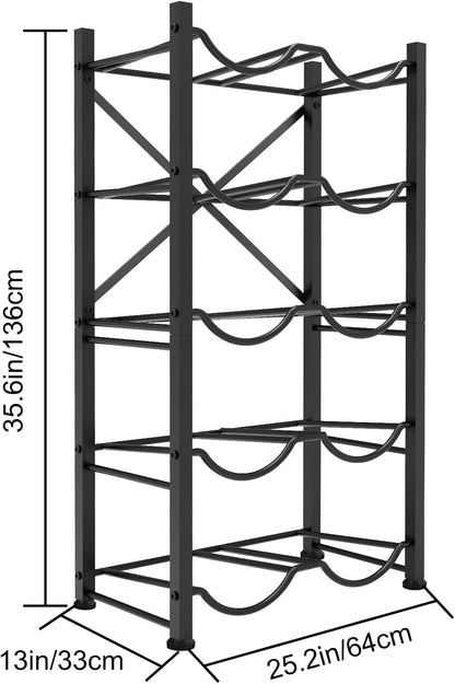 5 Gallon Water Jug Holder for 10 Bottles, 5-Tier Double Row Holds | Detachable, Heavy-Duty, with Reinforcement Frame, for Office, Kitchen, Garages, Restaurant and Gym