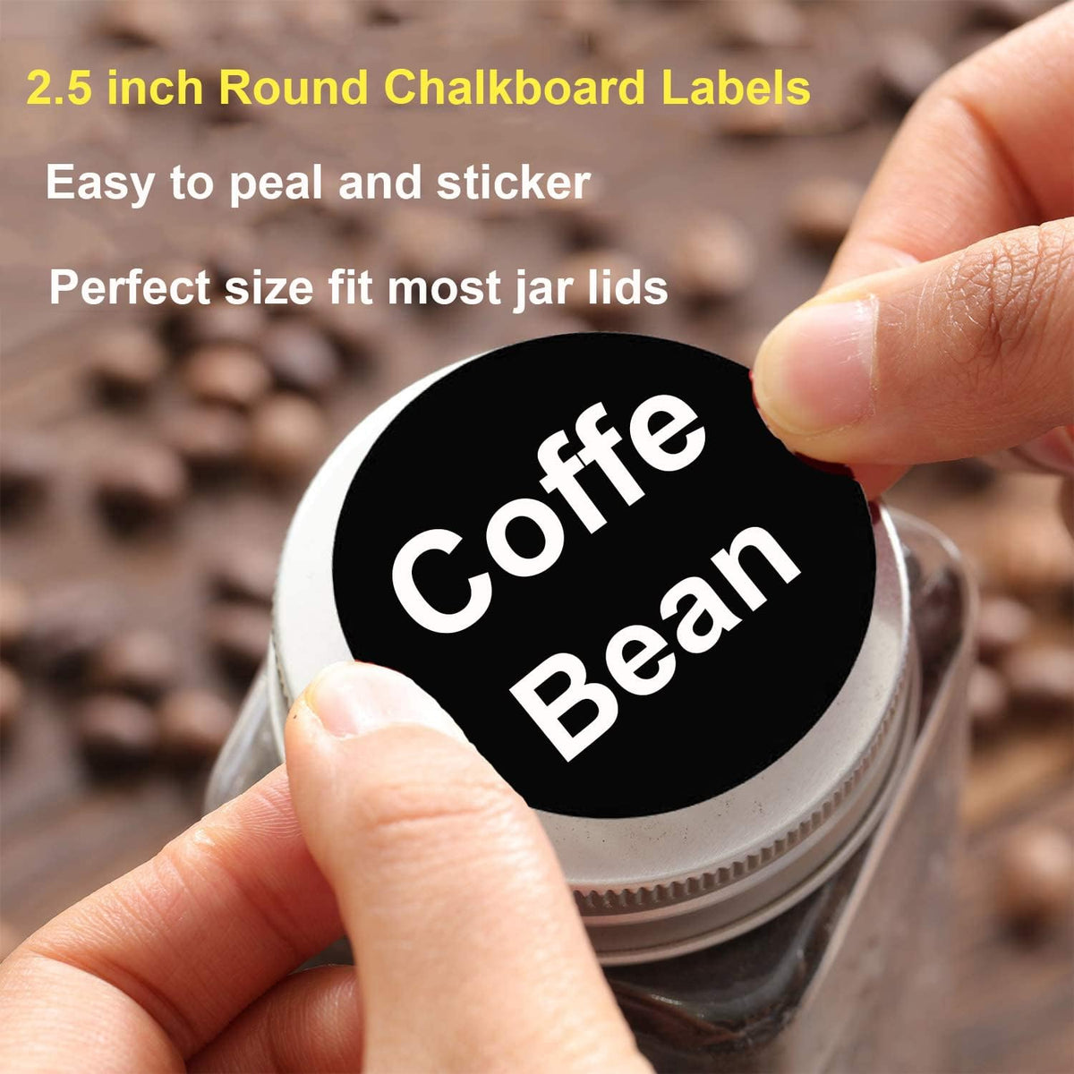 Chalkboard Labels Sticker 2.5 inch Round Blackboard Mason Jar Lid Canning Label for Decorating Mason Jars, Pantry, Home and Office & Craft DIY 90 pcs
